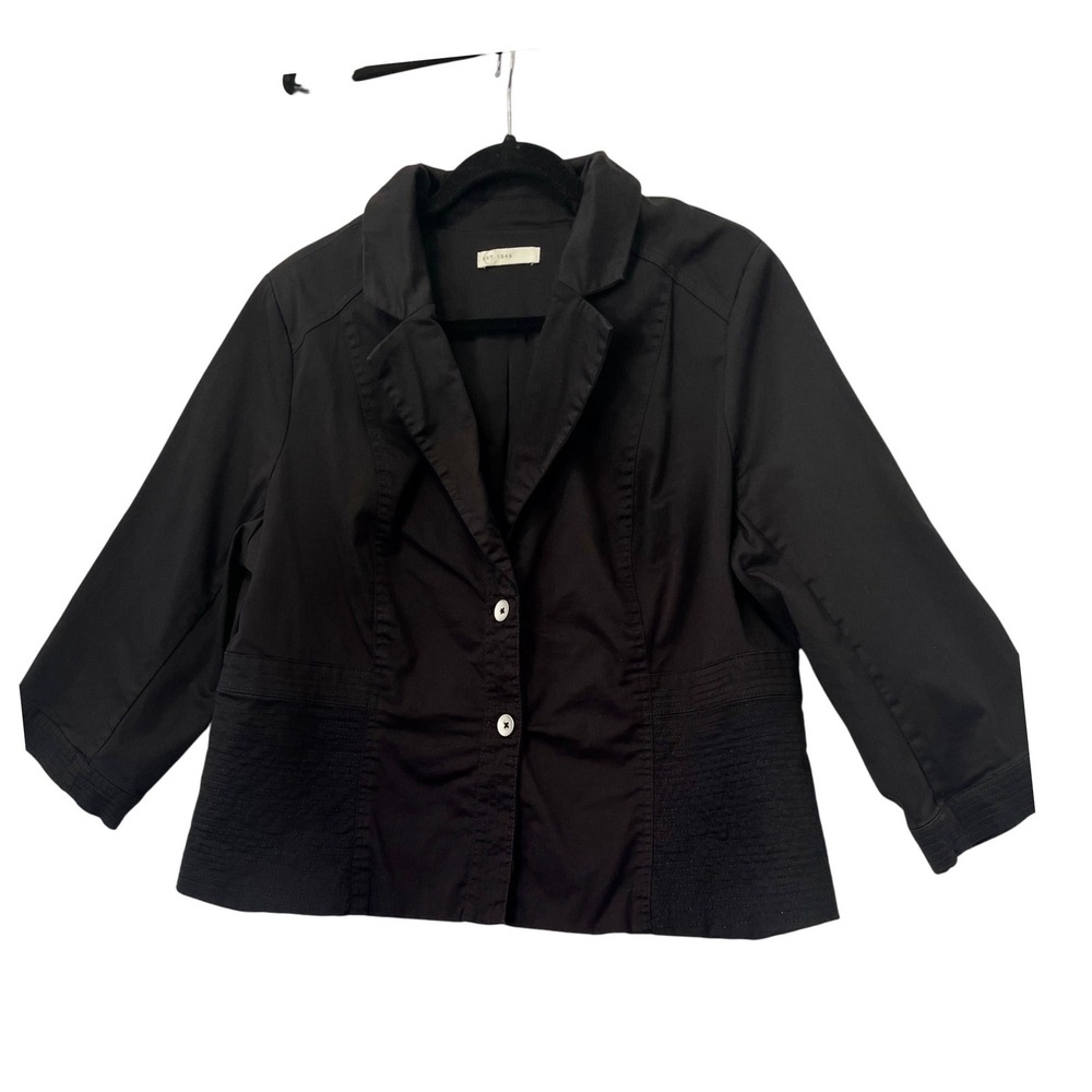Est. 1946 Blazer Jacket Women XL Black 3/4 Sleeve‎ Textured Cotton  V-neck